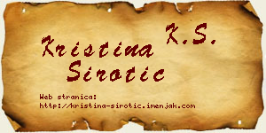 Kristina Sirotić vizit kartica